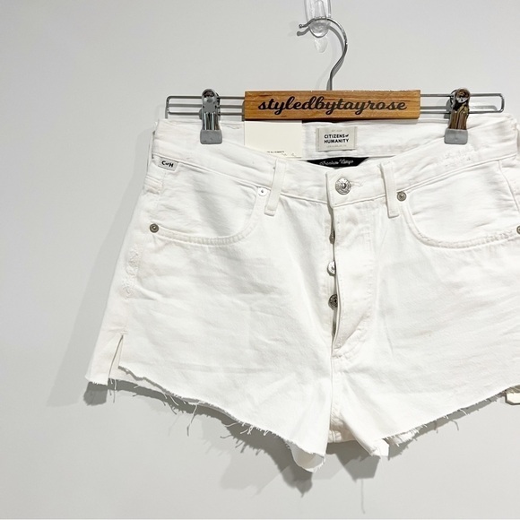 NWT Citizens of Humanity Annabelle Vintage Cutoff Denim Shorts in White - Picture 8 of 16